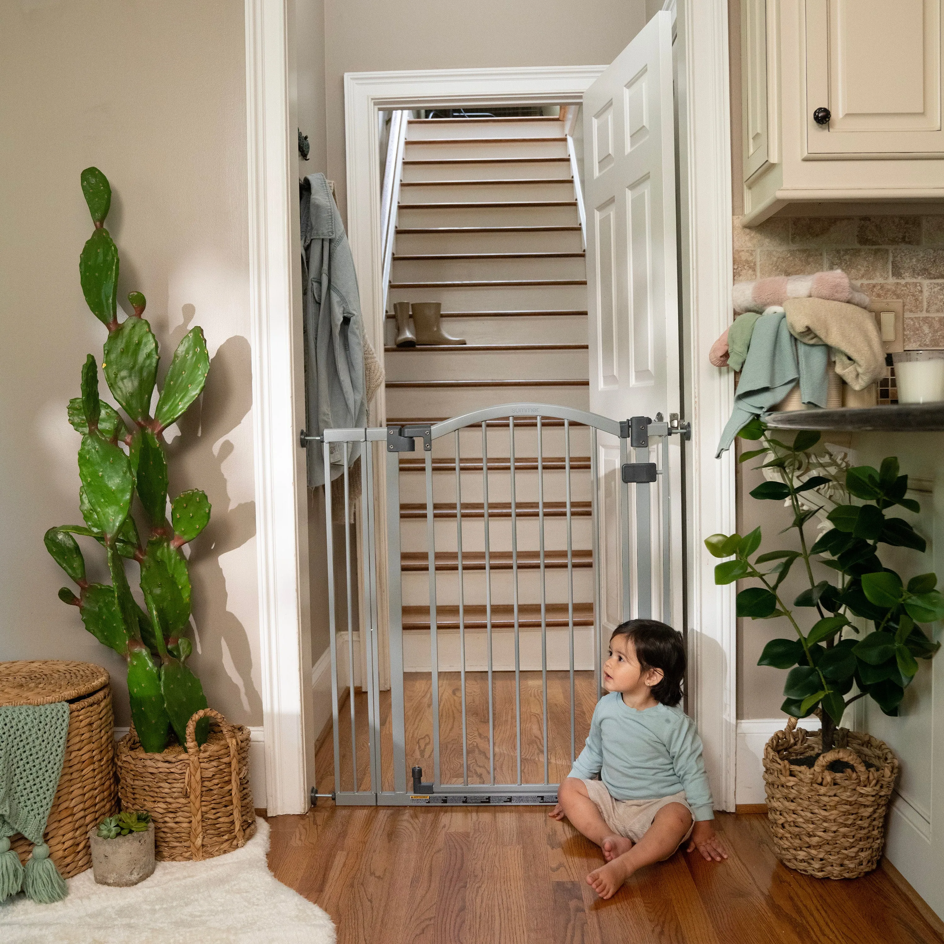 The Thruway 53W Series Pet and Baby Gate, Openings 29.5-53", 38" Tall - Gray