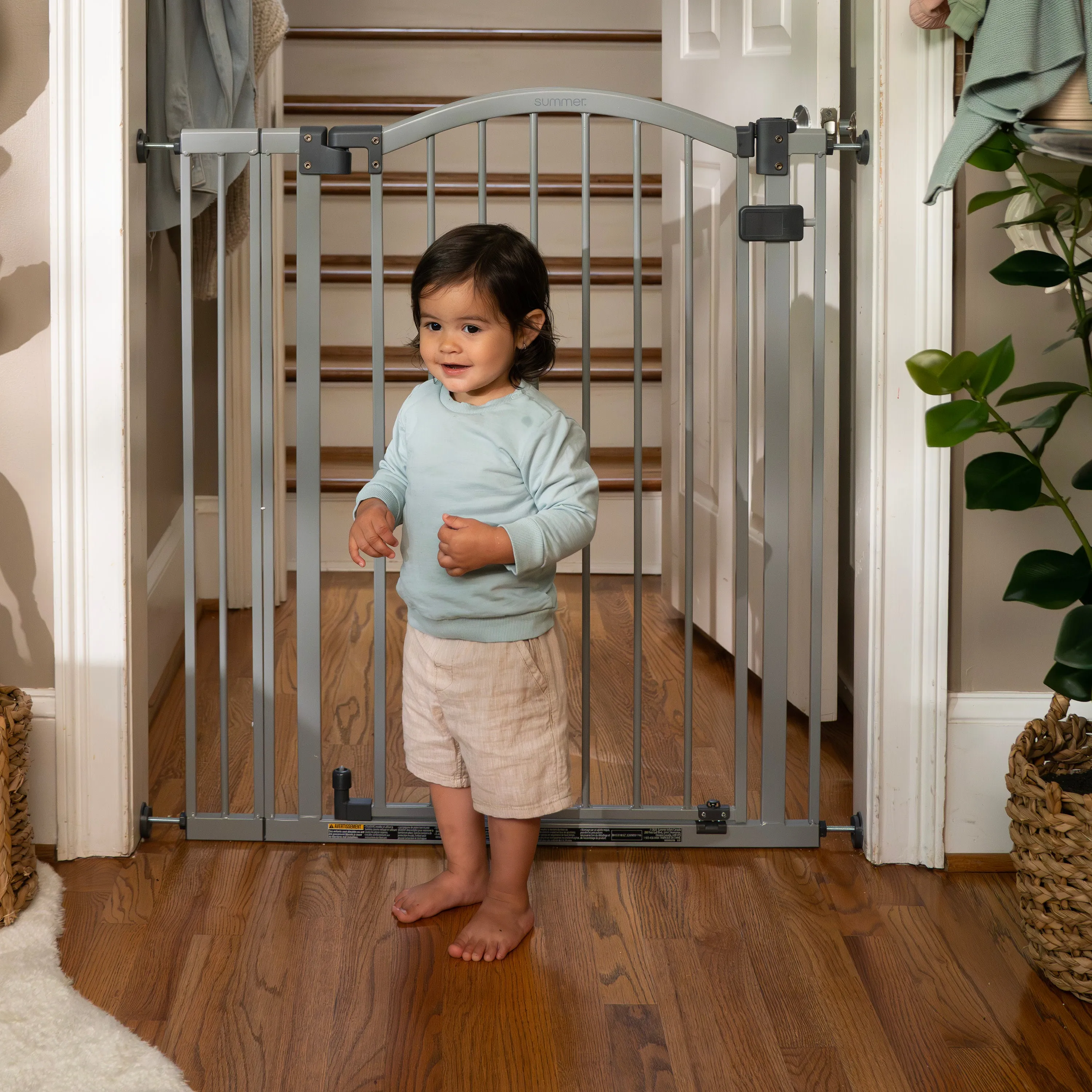 The Thruway 53W Series Pet and Baby Gate, Openings 29.5-53", 38" Tall - Gray