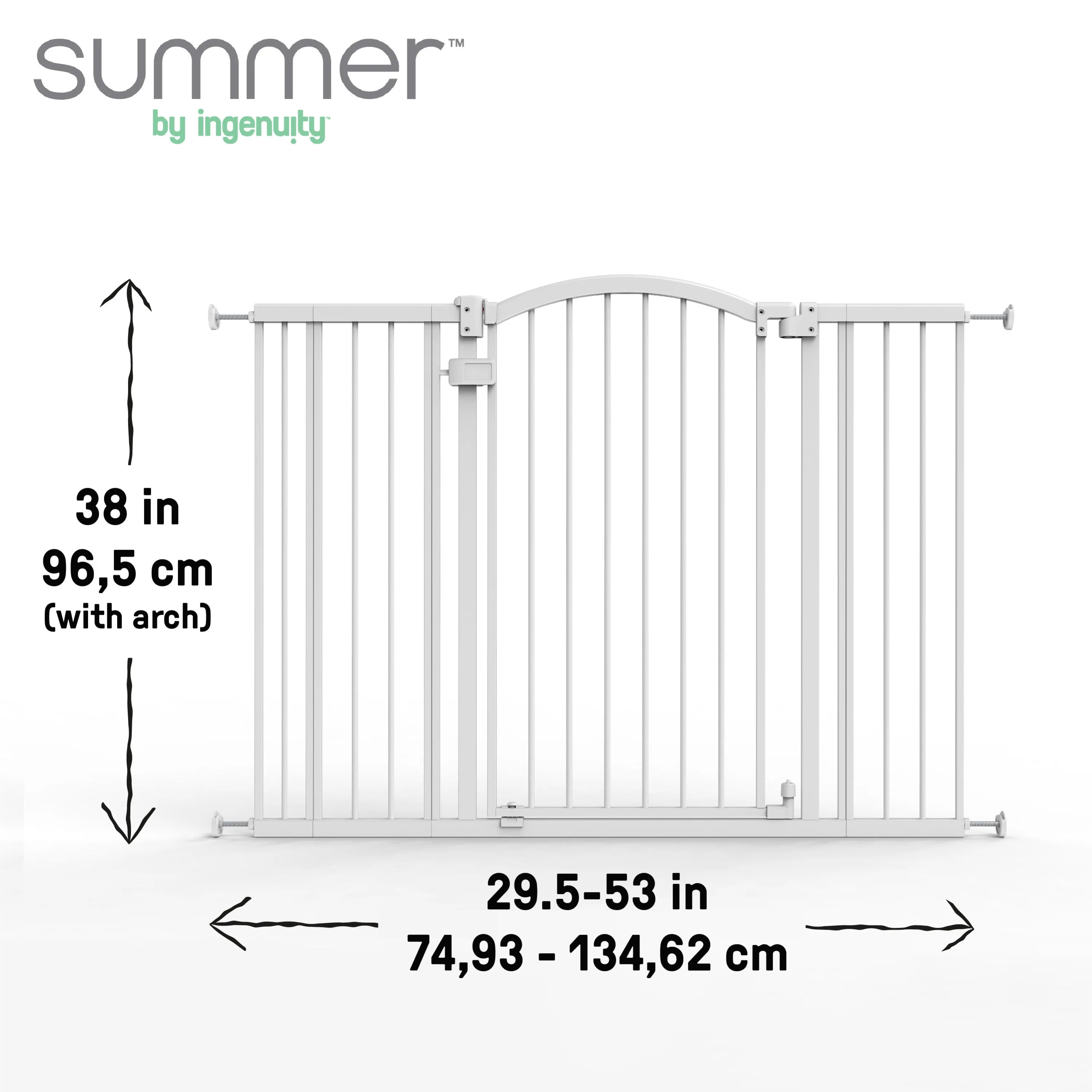 The Thruway 53W Series Pet and Baby Gate, Openings 29.5"-53" Wide, 38" Tall - White
