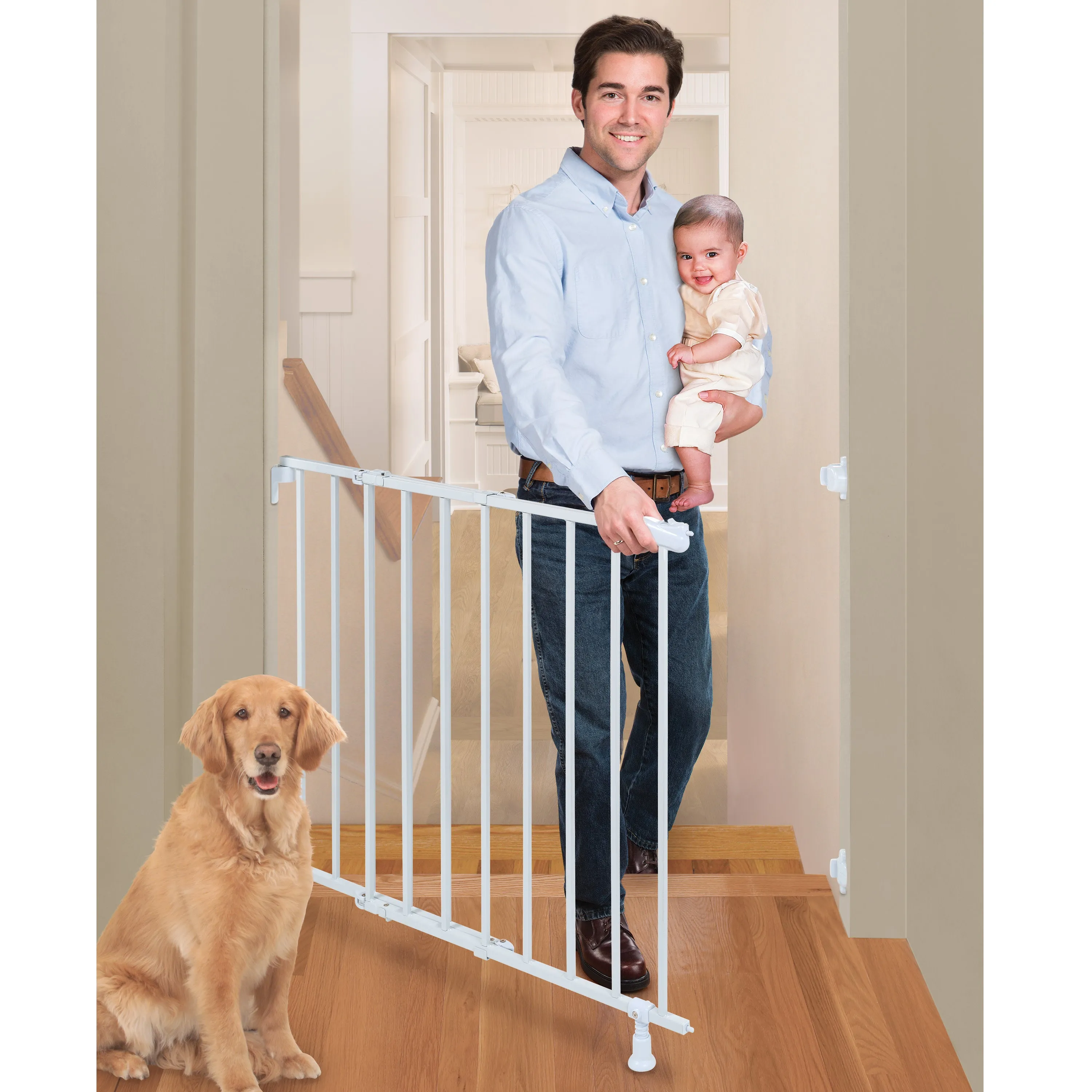 Top of Stairs Simple to Secure Metal Pet and Baby Gate, Openings 29"-42" Wide, 30" Tall