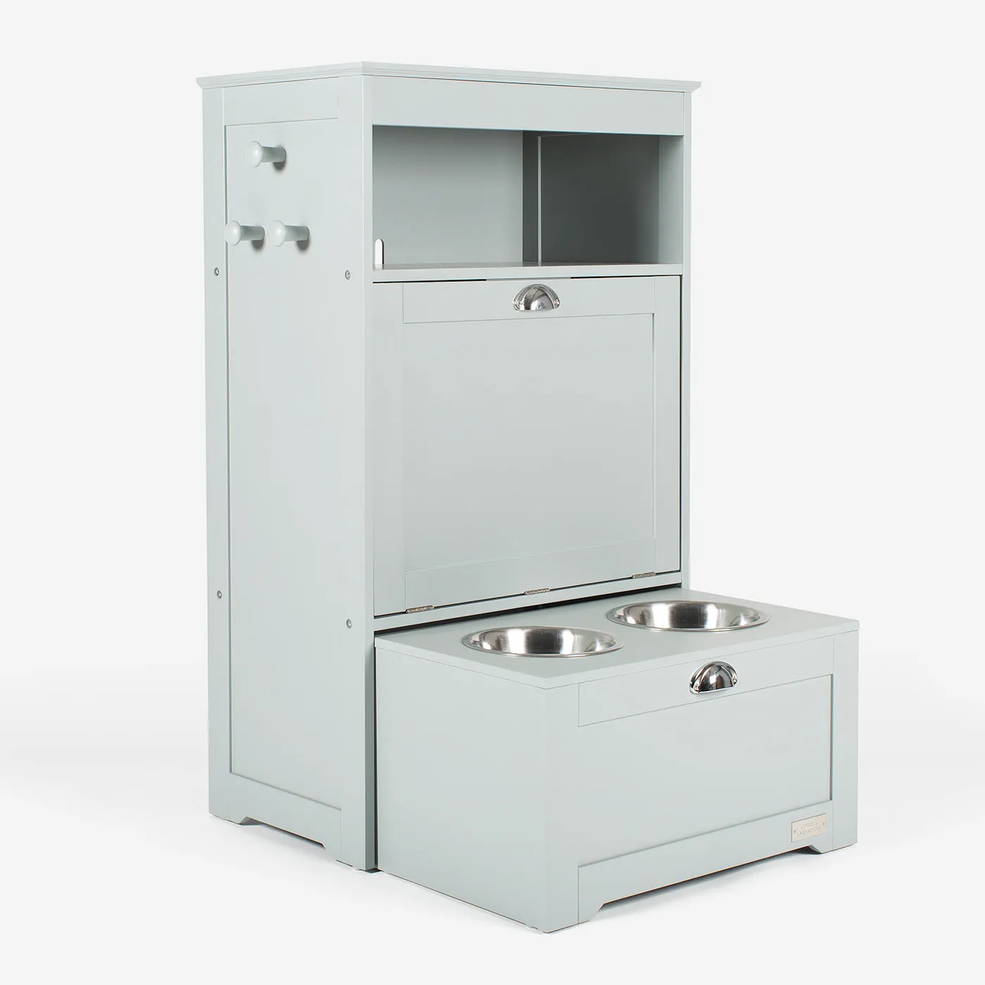 Wooden Pet Feeding Station in Grey by Lords & Labradors