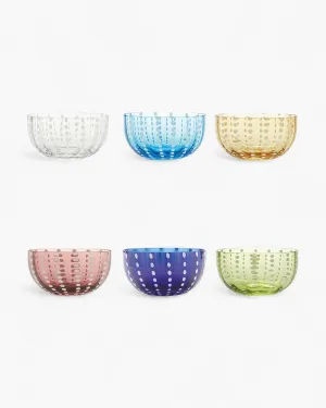 Zafferano Perle set 6 bowl assorted colors diam. 11.5 cm- 4.53 in