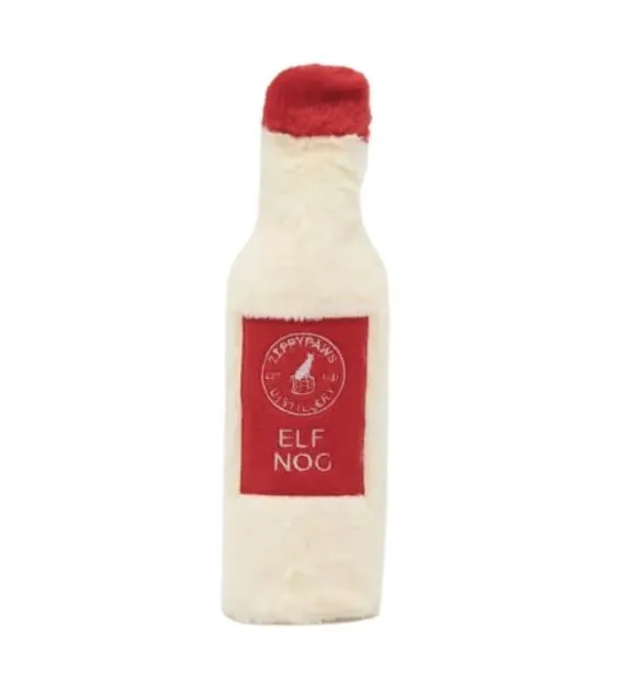 ZippyPaws Happy Hour Crusherz Christmas Holiday Dog Toy (Elf Nog)